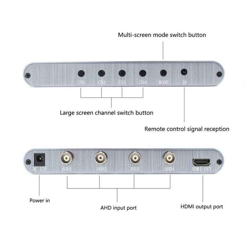  [AUSTRALIA] - AHD 4x1 Multi-viewer AHD Switcher 4 in 1 Out 1080P HDMI Quad Screen Real Time Multiviewer Support Two Models Switching