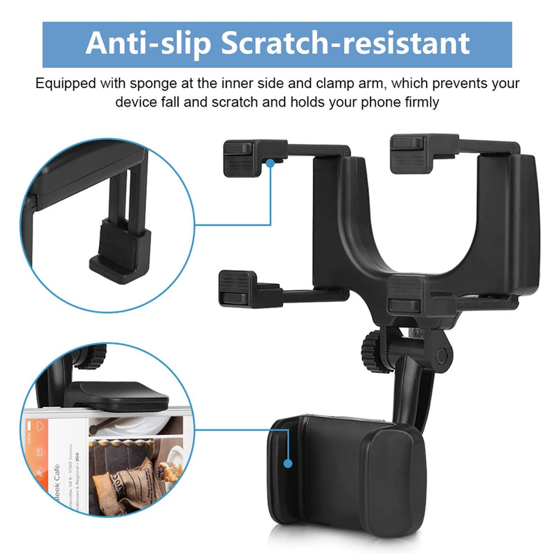  [AUSTRALIA] - Rearview Mirror Car Mount Grip Clip,Universal Car Rear View Mirror Mount Phone Holder Stand Replacement for iPhone Samsung HTC GPS Smartphone