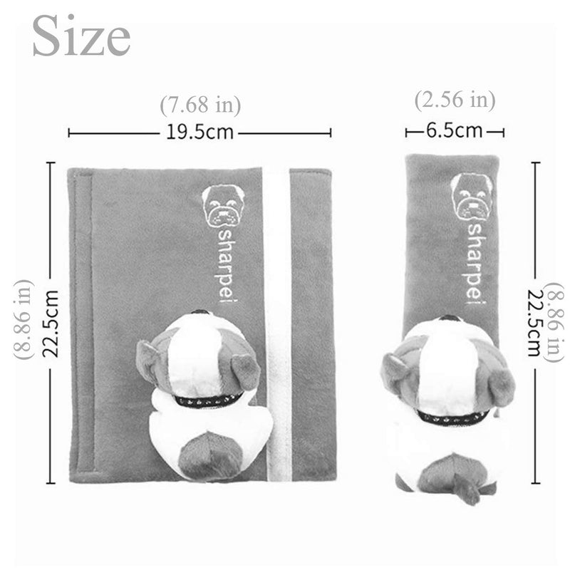  [AUSTRALIA] - Hai Hong Car Seat Belt Pads Cover 2 Packs Soft Cute Cat Shoulder Pads for All Car Owners for a More Comfortable Driving (Gray) with A Handmade Silver Coin Good Luck Bracelet for Free gray