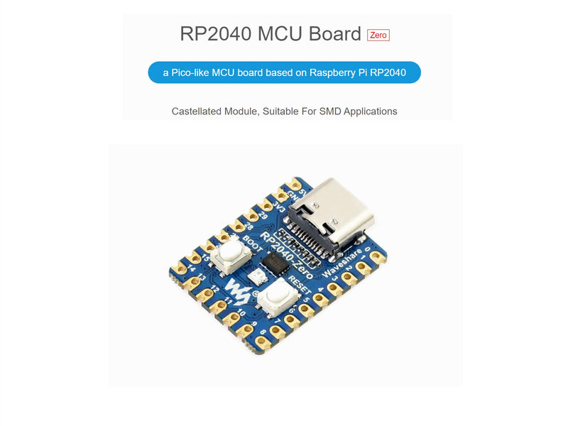  [AUSTRALIA] - waveshare RP2040-Zero Mini Board High-Performance Pico-Like MCU Board Based on Raspberry Pi Microcontroller Chip RP2040,USB-C Connector,Low-Cost, Support C/C++,MicroPython RP2040-Zero MUC Board