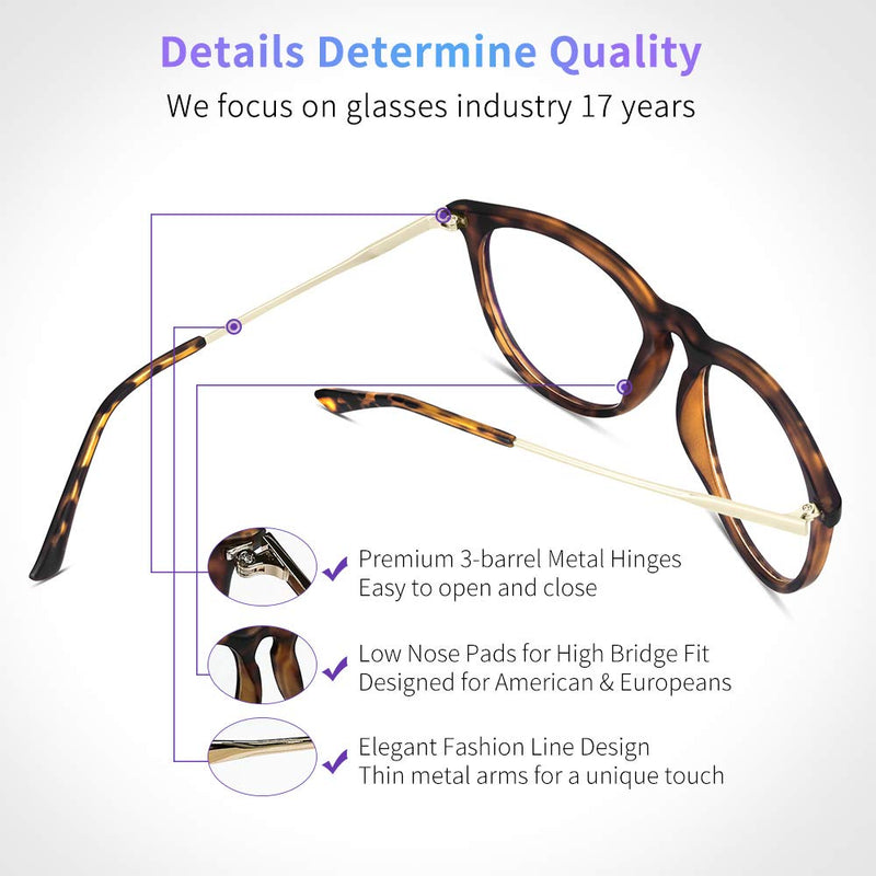 Blue Light Blocking Glasses for Women Men, Yaroce Anti Glare UV Digital Eye Strain Computer Glasses, Stylish Round Blue Blocker Gaming Glasses - Tortoise Frame - LeoForward Australia