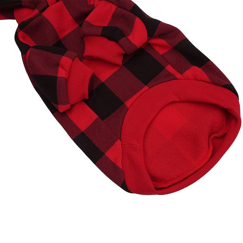 Plaid Dog Hoodie Pet Clothes Sweaters with Hat X-Small (Pack of 1) Red - LeoForward Australia