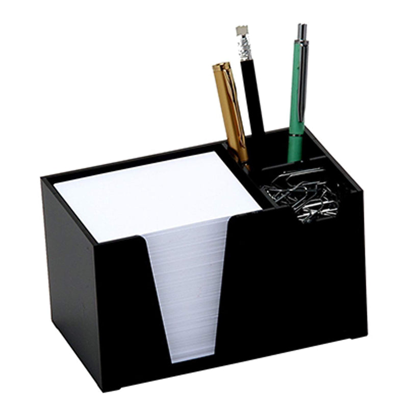 Acrimet Desktop Organizer Pencil Paper Clip Caddy Holder (Plastic) (with Paper) (Black Color) - LeoForward Australia