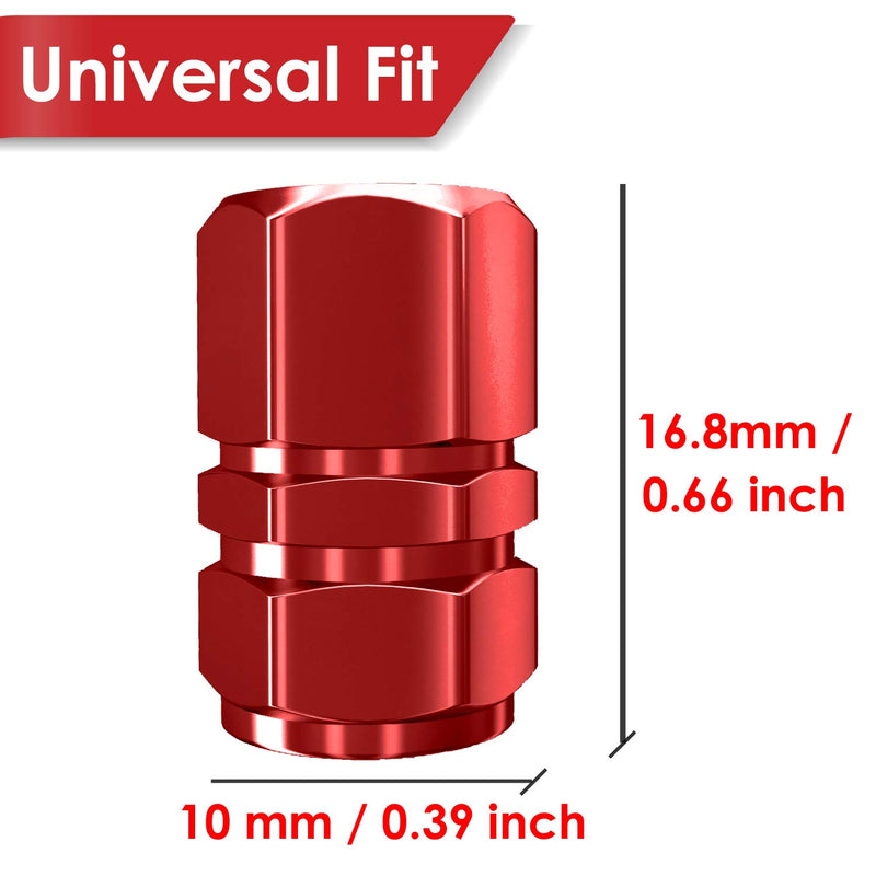  [AUSTRALIA] - SAMIKIVA Tire Valve Caps, Premium Metal Rubber Seal Tire Valve Stem Caps, Dust Proof Covers Universal fit for Cars, SUVs, Bike and Bicycle, Trucks, Motorcycles (Red) Red