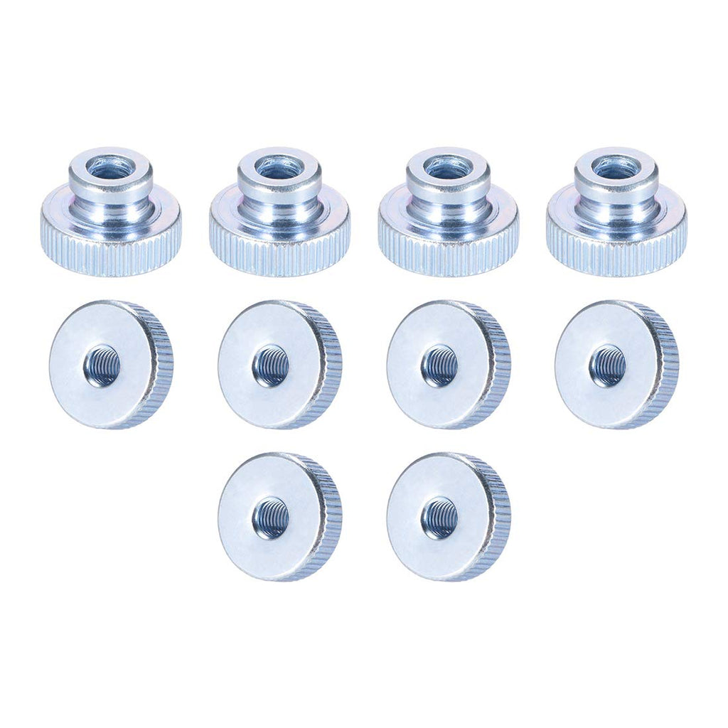  [AUSTRALIA] - uxcell Knurled Thumb Nuts, 10Pcs M6x1mm Iron Round Knobs Fasteners for 3D Printer Parts, Silver Tone M6