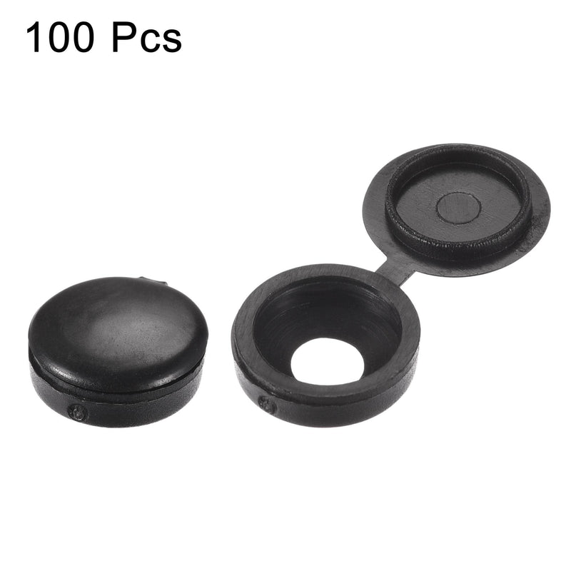  [AUSTRALIA] - uxcell Hinged Screw Cover Caps, 5mm Hole Dia PP Plastic Screw Snap Covers Black 100pcs