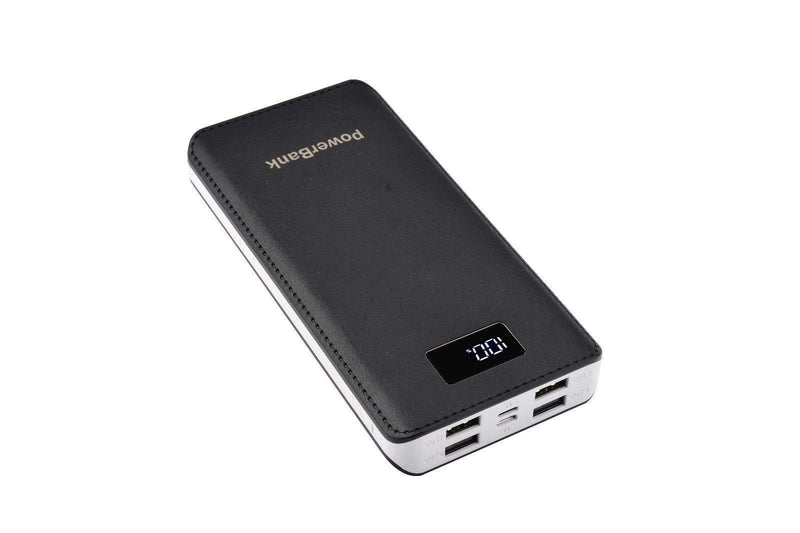 50000mAh 4 USB External Power Bank Battery Pack Portable LCD LED Universal Charger Compatible with iPhone, Samsung Galaxy and for All Other Cell Phone Models (Black + White) Black + White - LeoForward Australia