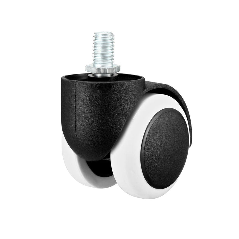  [AUSTRALIA] - uxcell Office Chair Casters Wheels 2 Inch PU Twin Wheel M10x14mm Threaded Stem Swivel Caster White, 5 Pcs