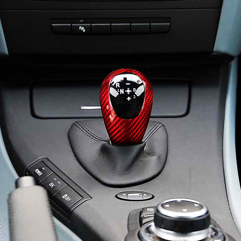 AIRSPEED Carbon Fiber Gear Shift Knob Cover Trim for BMW M3 M5 M6 Accessories(Red) - LeoForward Australia