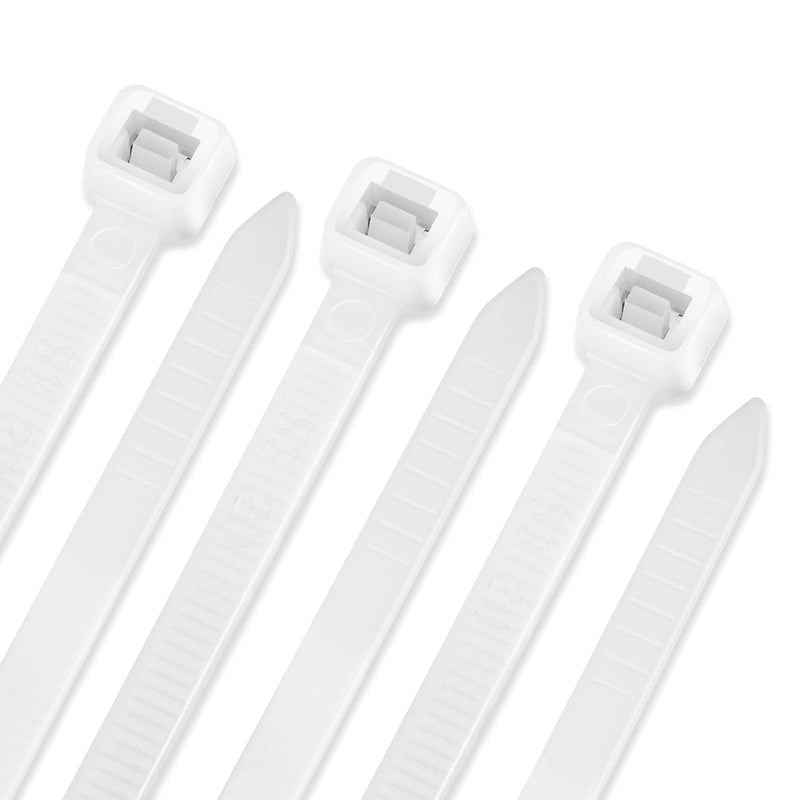  [AUSTRALIA] - Cable Zip Ties 8 Inch, 500Pcs Industrial Nylon Zip Ties | Durable Self Locking Wire Tie Wraps with 40 lbs Tensile Strength, Heat Resistant for Home Office Garage Multiple Use - White 8"x500