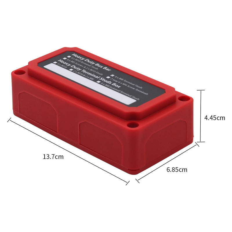  [AUSTRALIA] - ZOOKOTO 48V 300A Bus Bars Heavy Duty Module Design Power Distribution Block Busbar Box with 4X M8(5/16"") Terminal Studs or Marine RV Trucks Red 4XM8 Red