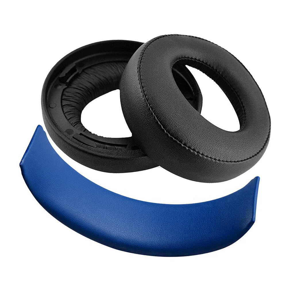  [AUSTRALIA] - Geekria Earpad + Headband Compatible with Sony Playstation Gold Wireless/S4/PS3/PSV Gold Wireless Headphone Ear Pad and Headband Pad/Ear Cushion + Headband Cushion/Repair Parts Suit (Black/Blue)