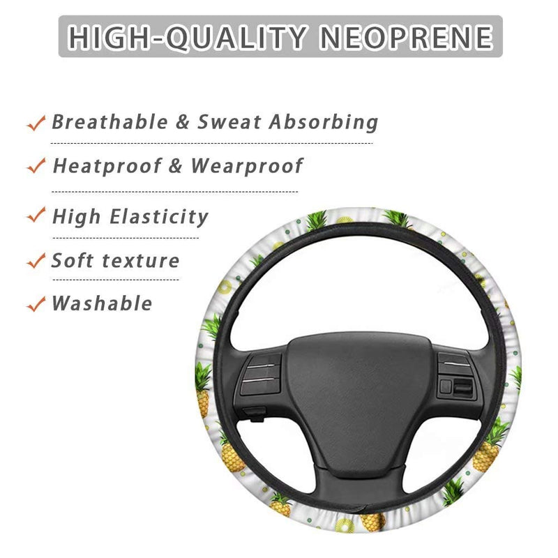  [AUSTRALIA] - FOR U DESIGNS Tropical Cactus Printed Steering Wheel Cover Universal Steering Wheel Cover 15 inch, Car Accessories for Women,Top Girl Car Accessories