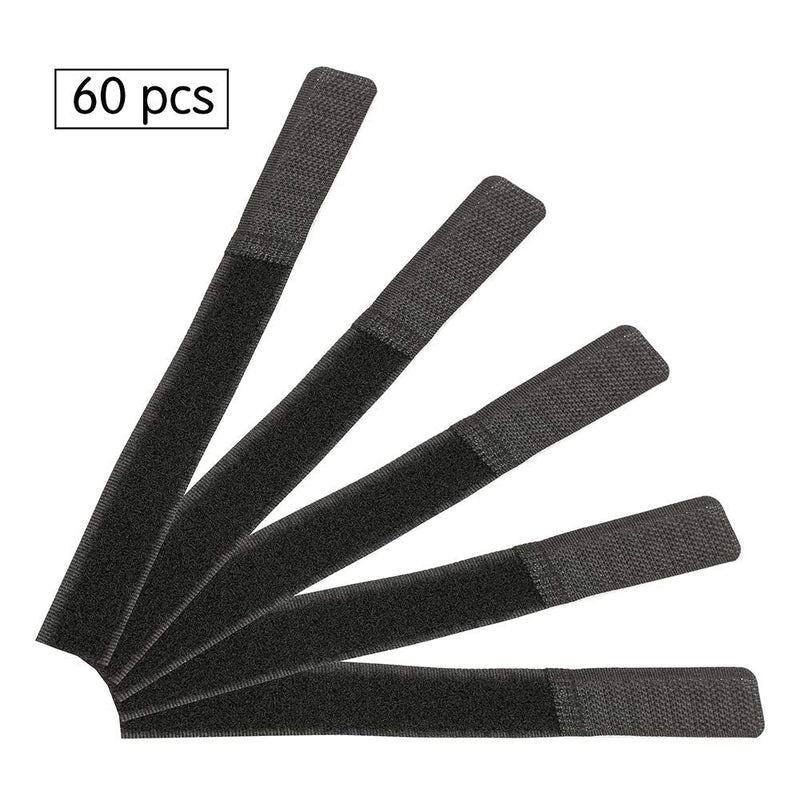  [AUSTRALIA] - 60PCS Reusable Cable Ties, Travel Wire & Cord Straps Organizer, Under Desk Cable Management for Computer/PC/Laptop/TV/Electronics, Black Nylon and 7 Inches in Length