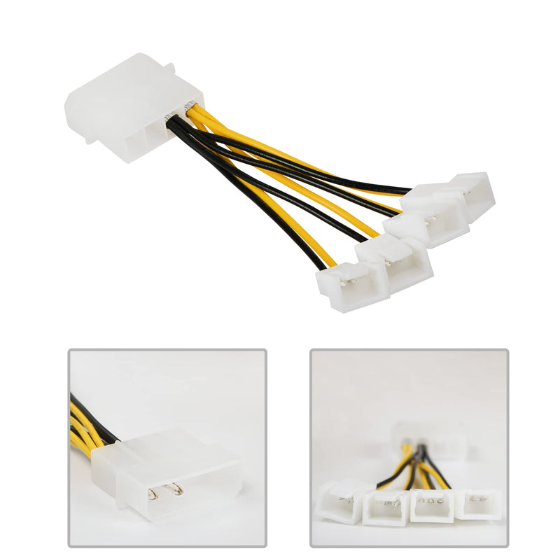  [AUSTRALIA] - PNGKNYOCN Molex to Fan Power Splitter Cable, 4-Pin IDE Molex to 4X 3-Pin Y Type Case Cooling Fan Power Cable Adapter 12V（2-Pack）