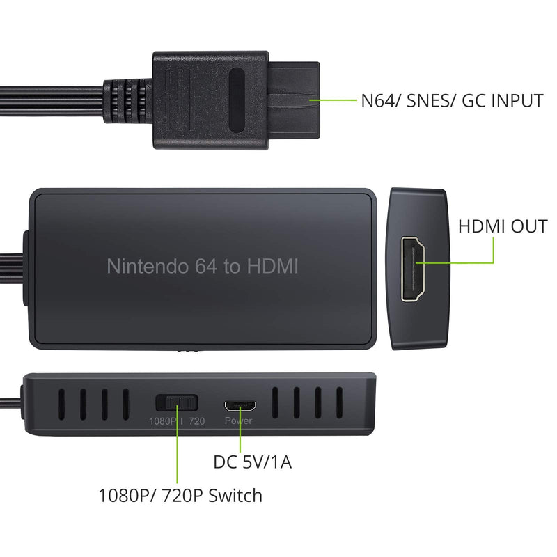  [AUSTRALIA] - LiNKFOR N64 to HDMI Converter with Power Adapter and 3ft HDMI Cable for N64 Gamecube SNES N64 to HDMI Adapter Support 1080P/720P SNES to HDMI Cable Gamecube to HDMI for HDTV HDMI Monitor