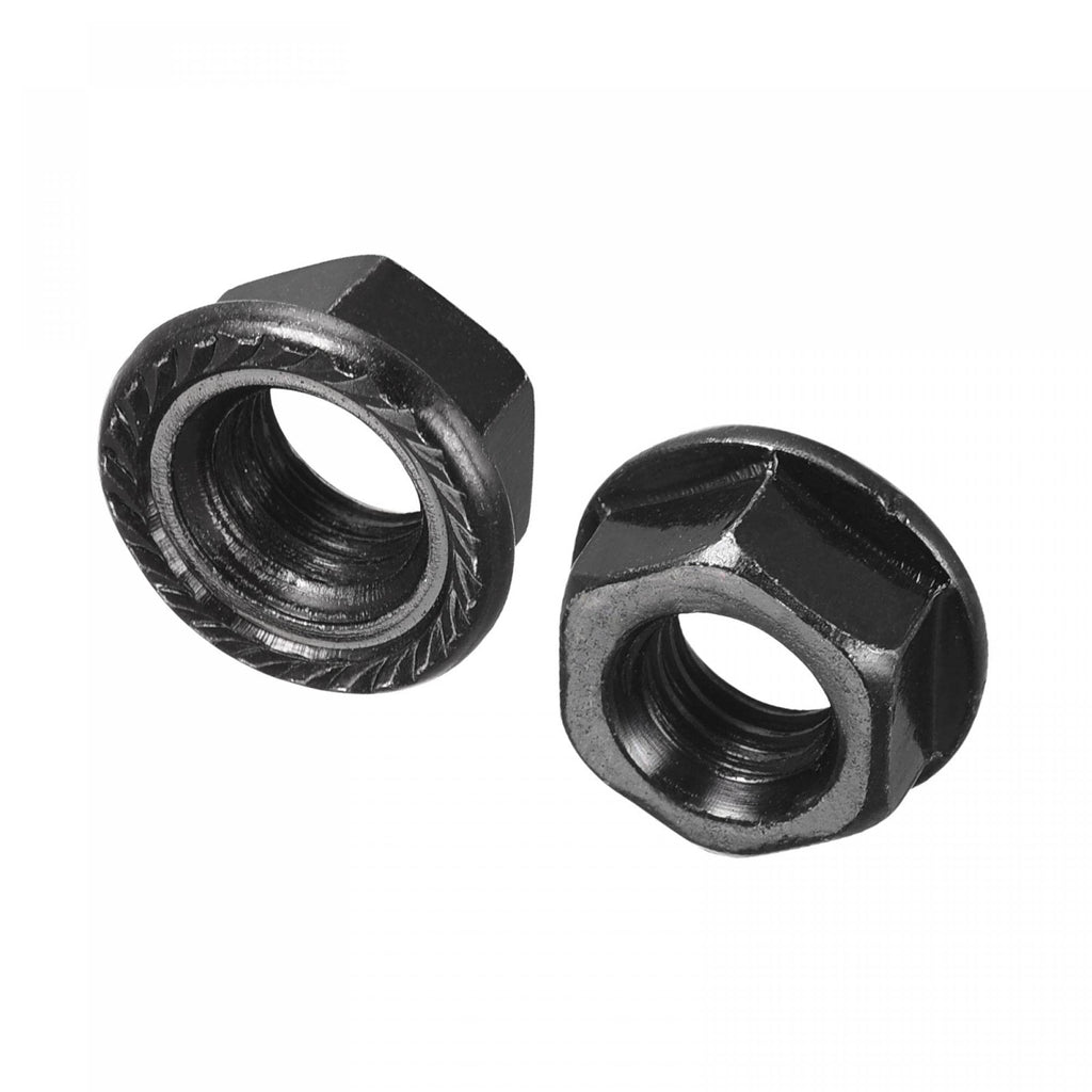  [AUSTRALIA] - uxcell M8 Serrated Flange Hex Lock Nuts, Carbon Steel Black Oxide Finished 50pcs