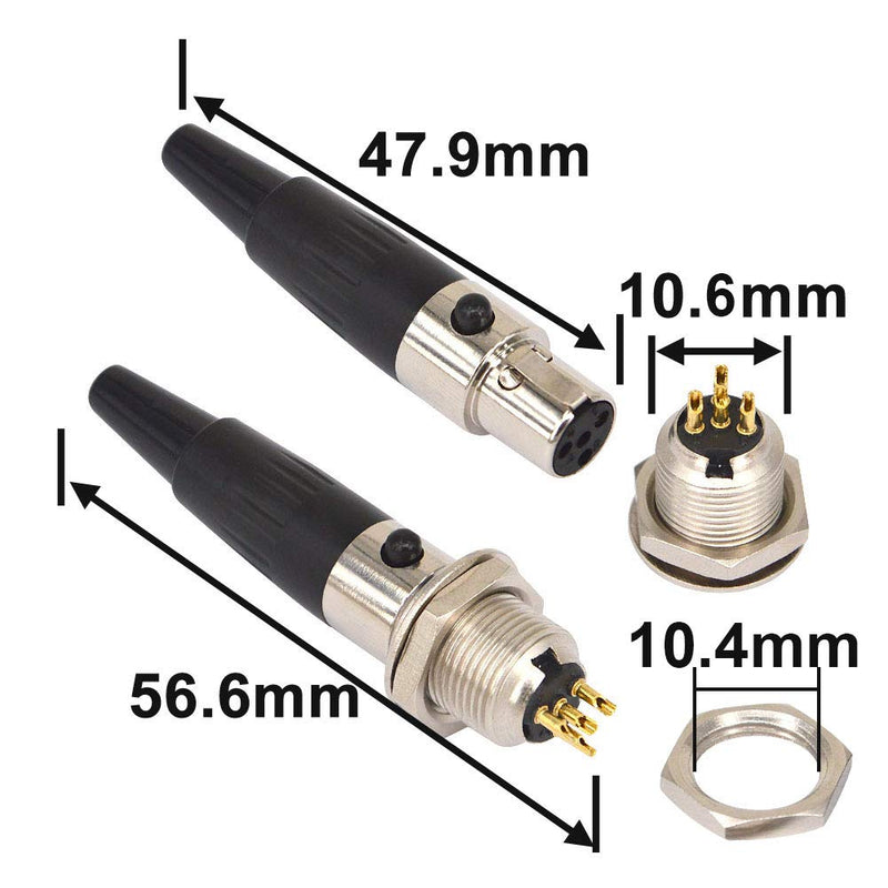  [AUSTRALIA] - 4 Pin Mini XLR TA4F Male Female Panel Mount Socket Connector Mic Audio Socket Mini-XLR Connector Mini XLR Jack,4 Pin for Pro Microphones Aviation Set of 2