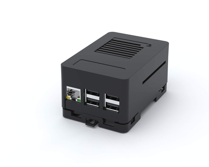  [AUSTRALIA] - MaticBox Case for Raspberry Pi 3 / Pi 2 / Tinker Board – Low Profile, Stackable, Universally Mountable DIN Rail, Automation Friendly, Fan Support (Black) Black