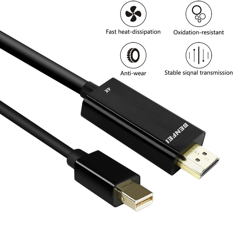  [AUSTRALIA] - Mini DisplayPort to HDMI Cable, Benfei 4K Mini DP to HDMI 6 Feet Cable (Thunderbolt Compatible) with MacBook Air/Pro, Surface Pro/Dock, Monitor, Projector Black