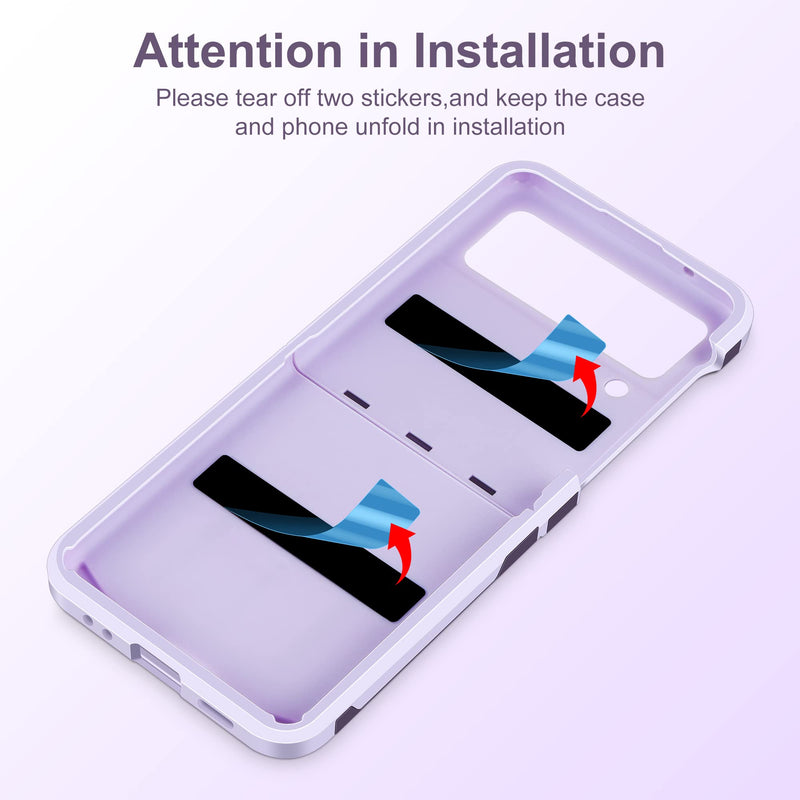  [AUSTRALIA] - SAMONPOW for Samsung Galaxy Z Flip 3 Case, Z Flip 3 Case with Upgraded Hinge Protection Dual Layer Hard PC Soft TPU Bumper Full Body Shockproof Flip 3 Phone Case for Galaxy Z Flip 3 5G (Purple) Purple