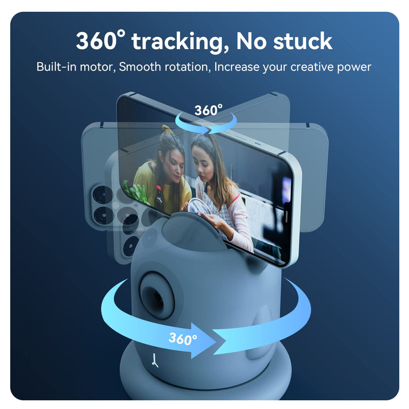  [AUSTRALIA] - Auto Tracking Phone Holder, AICOCO Auto Face Tracking Tripod, 360° Rotation Phone Camera Mount, AI-Powered Face Tracking, Bluetooth Shutter Control, No APP for Live Streaming Video and Video Recording