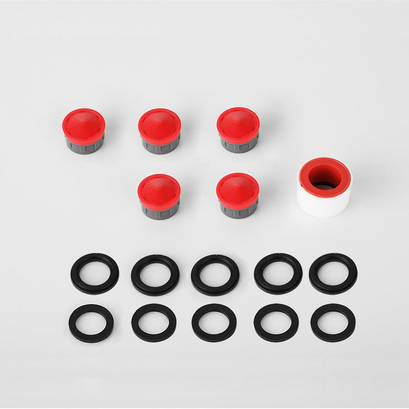 JQK Faucet Aerator, 2.2 GPM Flow Retrictor Insert Faucet Aerators Replacement Parts Bathroom 5 Pack, Standard Size, FAN22-P5 Red - 2.2 gpm - LeoForward Australia