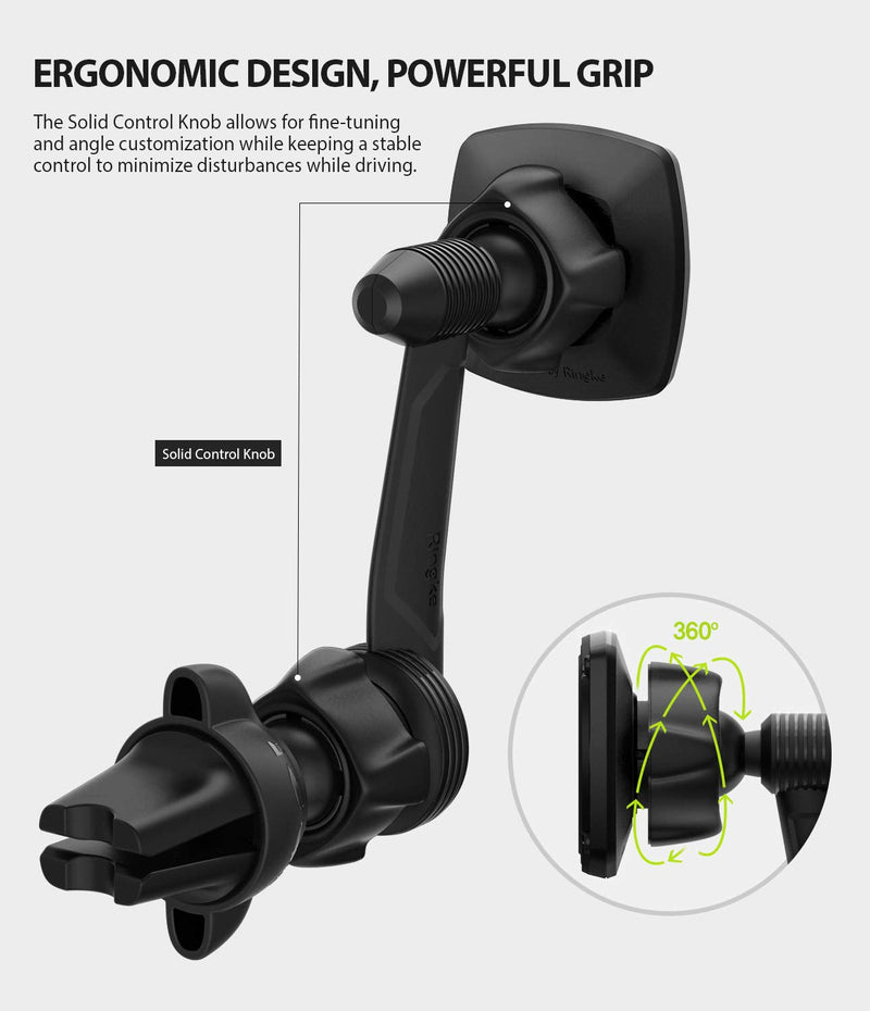  [AUSTRALIA] - Ringke Power Clip Wing Magnetic Car Mount Phone Holder Premium Air Vent Cradle 360° Rotation Long Reach Neck Cell Phone Automobile Cradles for Universal Smartphone