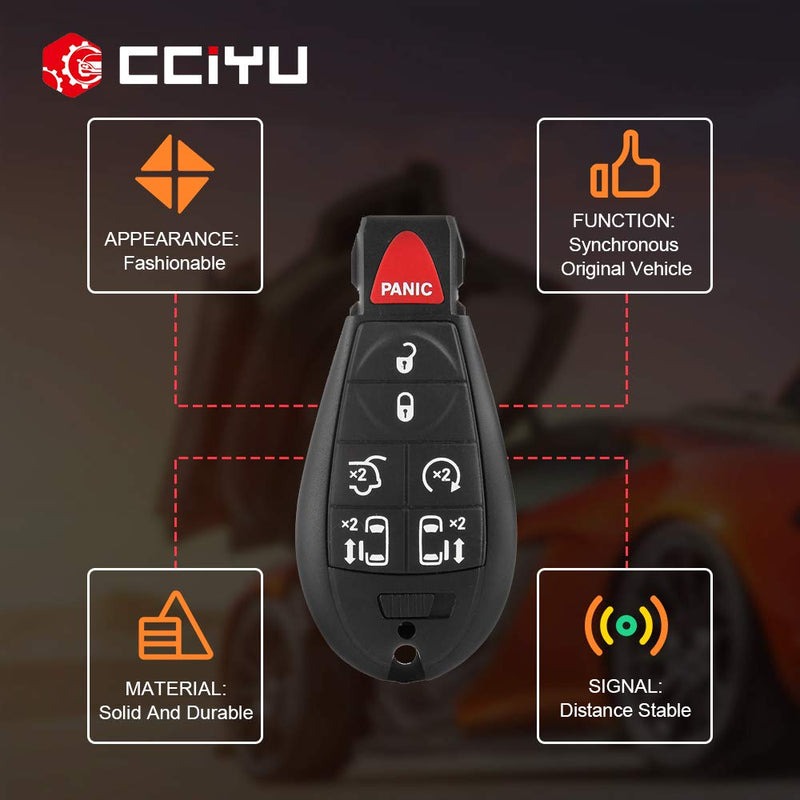 cciyu 1X Replacement Keyless Entry Remote Control Car Key Fob 7 Buttons Replacement for 08 09 10 11 12 13 14 for V olkswagen Routa for D odge Grand Caravan for C hrysler Town Country 56046708AA - LeoForward Australia