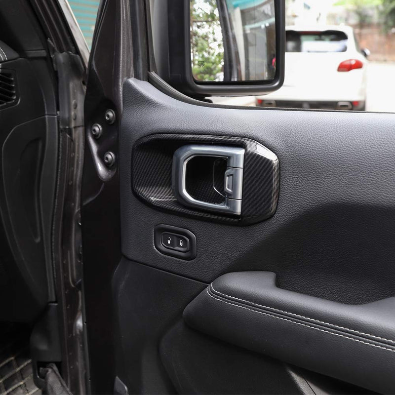 RT-TCZ Car Door Handle Bowl Cover Decor Trim JL Accessories for 2018-2020 Jeep Wrangler JL 4-Door (Carbon Fiber) - LeoForward Australia