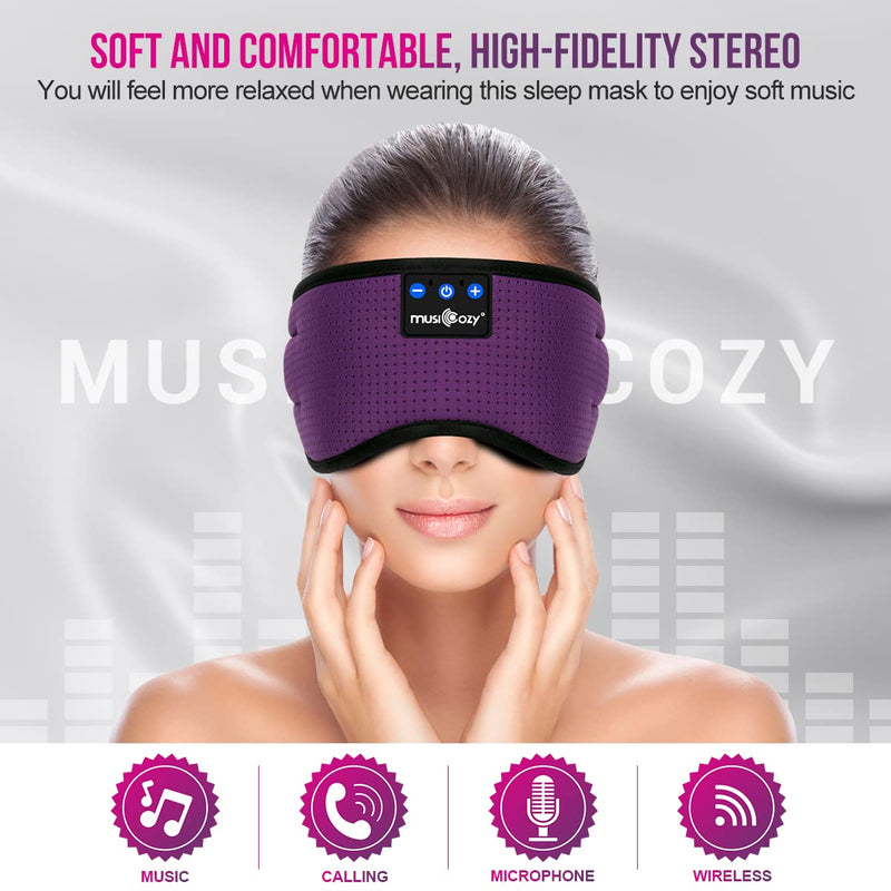  [AUSTRALIA] - MUSICOZY Sleep Headphones Breathable Bluetooth 5.2 Headband 3D Sleeping Headphones, Wireless Eye Mask Sleep Earbuds for Side Sleeper Women Office Air Travel Cool Tech Gadgets Unique Gifts (Purple) Purple