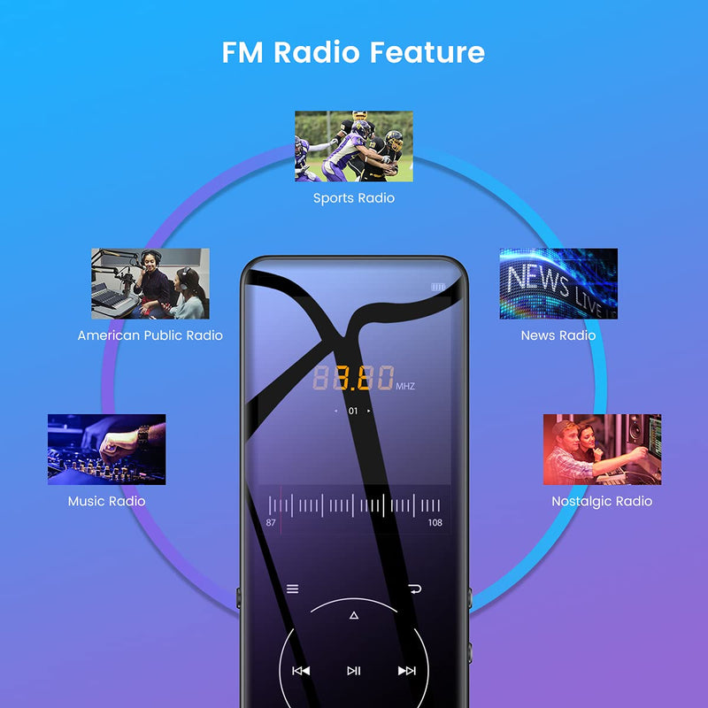  [AUSTRALIA] - 32GB MP3 Player with Bluetooth 4.0 -MECHEN 2.4'' Screen Portable Digital Lossless Music Player for Walking Running,Touch Buttons with FM Radio, Recording, Support up to 128GB black