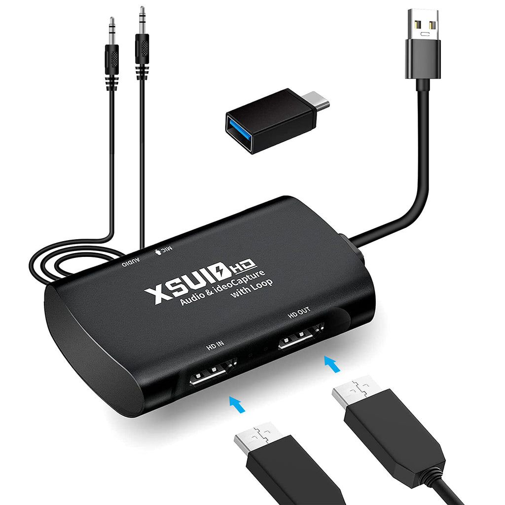  [AUSTRALIA] - HDMI Capture Card,Audio Video Capture Card to USB 3.0,Game Capture Device with1080P 60FPS Dual-Screen Mode, Suitable for Windows MacOS Linux PS4 Nintendo Switch Xbox One Real-time Streaming (Black) Black