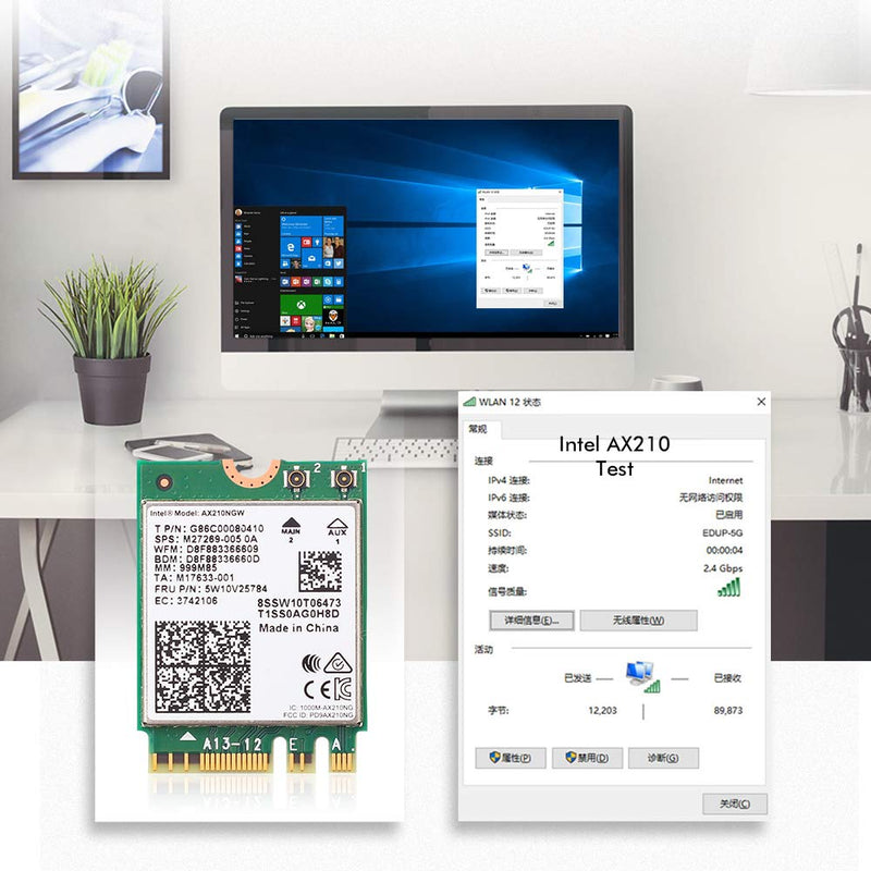  [AUSTRALIA] - FocusFoto AX210NGW Dual Band WiFi Card 6E Intel NGFF 802.11AX 3000Mbps 2.4Ghz/5Ghz Wi-Fi Card with Bluetooth 5.2 for Laptop PC