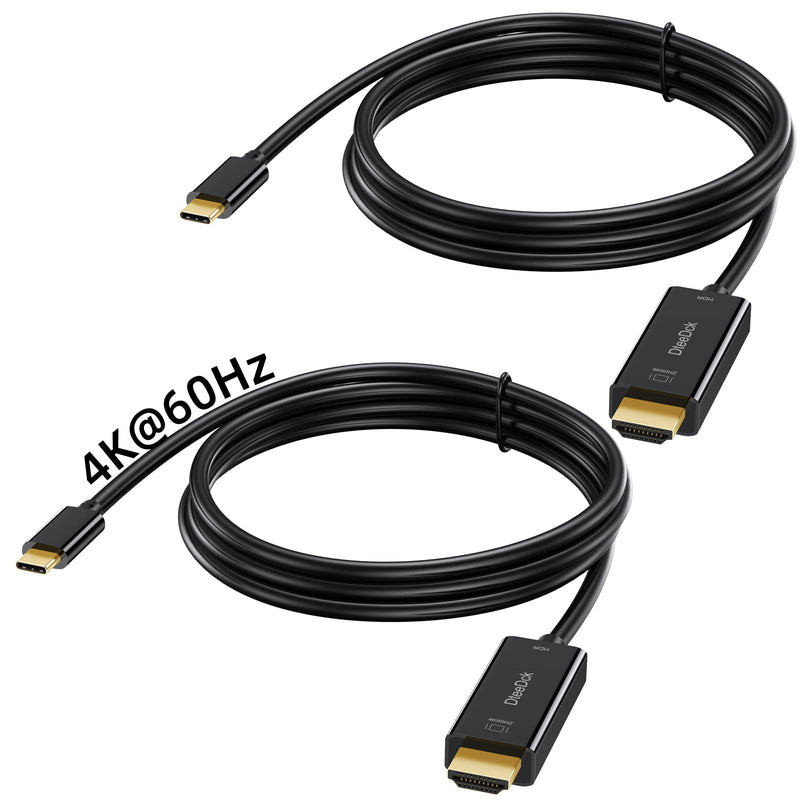  [AUSTRALIA] - USB C to HDMI Cable 6FT (4K@60Hz) 2 Pack, DteeDck USB Type C to HDMI Adapter Video & Audio Output Thunderbolt 3 Thunderbolt 4 Compatible with MacBook pro, MacBook, iMac, Samsung, Surface Pro and More 6ft-2P Black