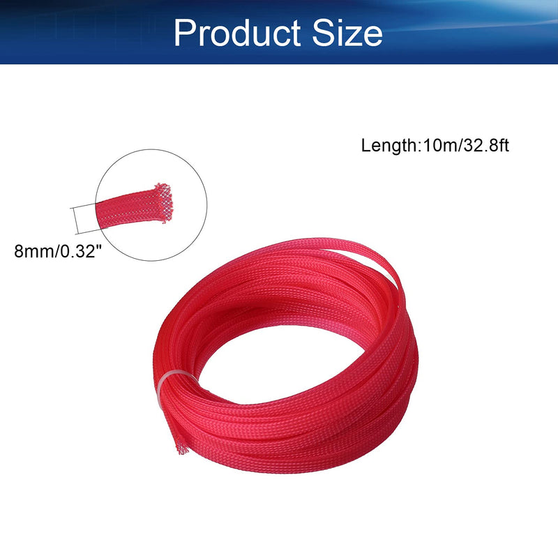  [AUSTRALIA] - 32.8Ft PET Braided Cable Sleeve, Width 8mm Expandable Braided Sleeve for Sleeving Protect Electric Wire Electric Cable Pink Bettomshin 1Pcs 32.8 Ft (8mm Width)