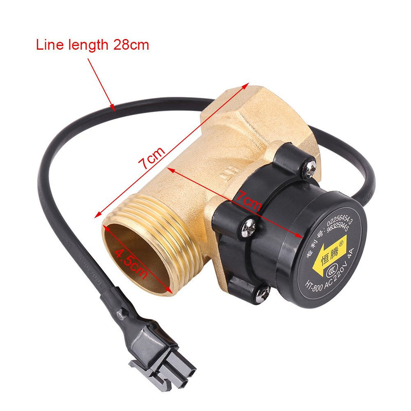  [AUSTRALIA] - HT-800 G1 Thread 220V Magnetic Wate Flow Sensor Switch, Water Flow Sensor Switch, Brass High Pressure Pipe Boosting Pump Laser Machine Automatic Electronic Switch Control