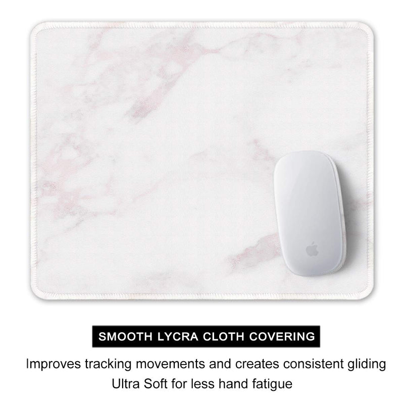  [AUSTRALIA] - Auhoahsil Mouse Pad, Square Marble Design Anti-Slip Rubber Mousepad with Stitched Edges for Office Gaming Laptop Computer PC Men Women, Pretty Custom Pattern, 11.8" x 9.8", Modern Pink White Marble