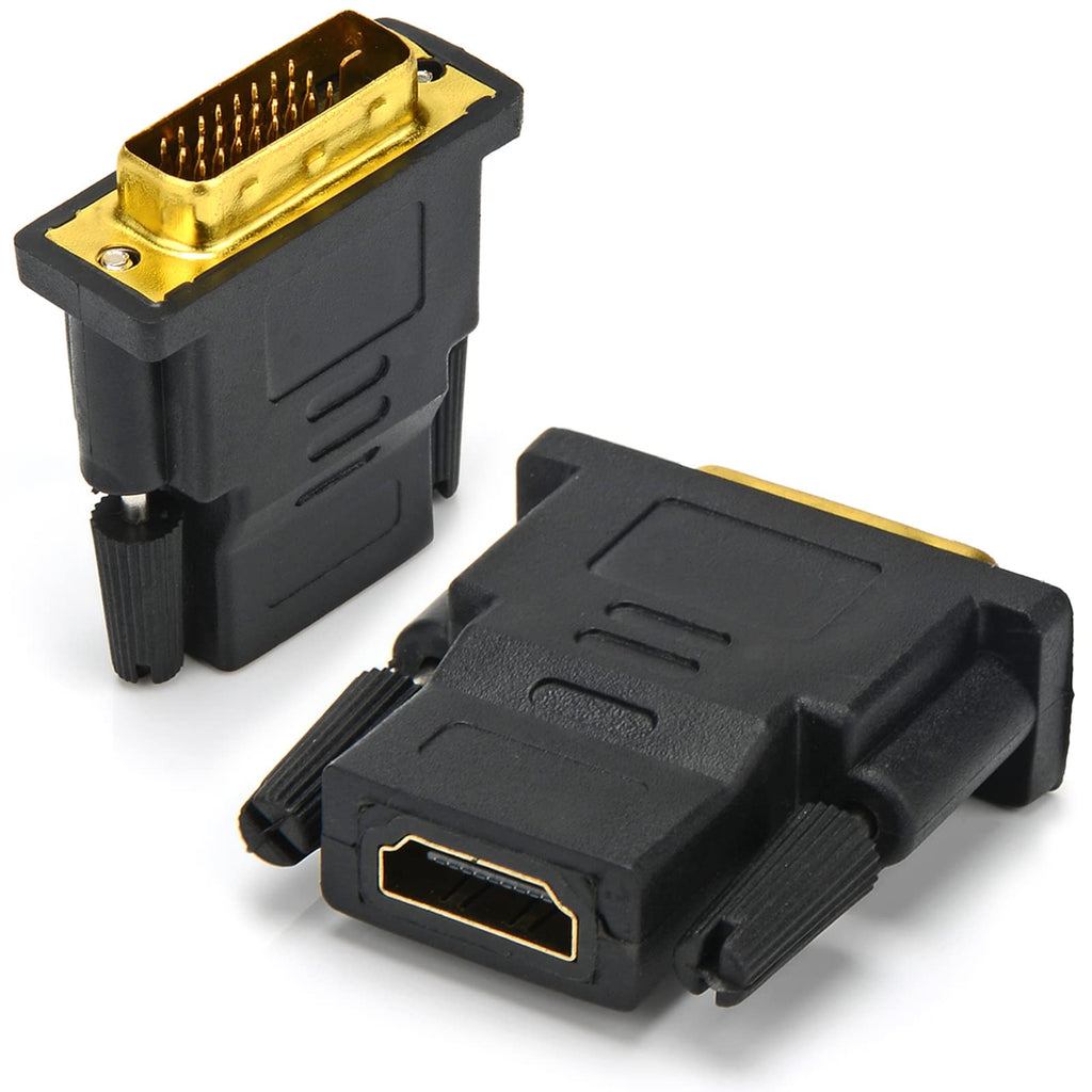  [AUSTRALIA] - DVI to HDMI Adapter, 2 Pack Bidirectional HDMI Female to DVI-D 24+1 Male Converter Gold-Plated Support 1080P Full HD for PC,PS5,PS4,TV Box,Xbox One,Monitor BLACK