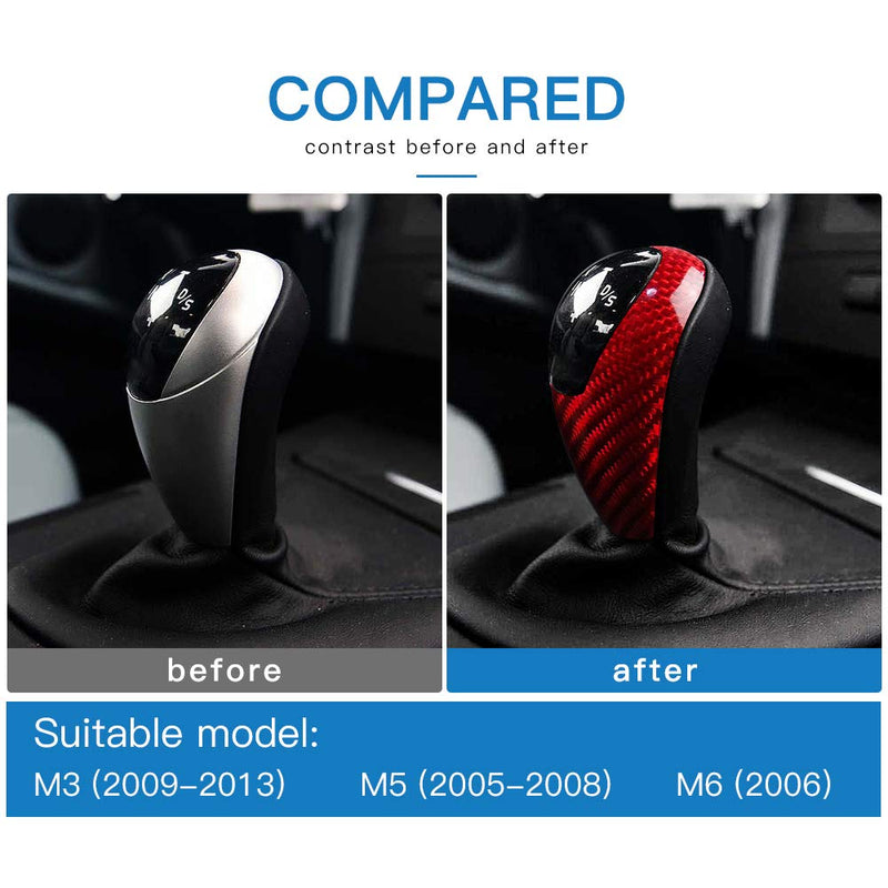 AIRSPEED Carbon Fiber Gear Shift Knob Cover Trim for BMW M3 M5 M6 Accessories(Red) - LeoForward Australia