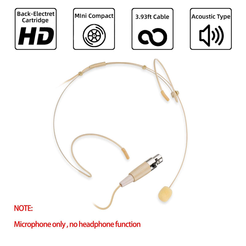  [AUSTRALIA] - Sujeetec Microphone Headset Discreet Headworn Earset Over Ear Mic for AKG Wireless System Bodypack Transmitter, Ideal for Lectures, Live Performance, Theater, Podcasts – Beige Mini XLR TA3F Plug(for AKG Only)