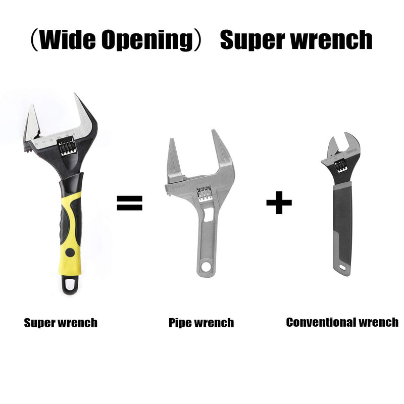  [AUSTRALIA] - GETUPOWER 10-Inch Adjustable Wrench, Black Oxide Finish, 2-Inch Wide Opening Thin Adjustable Wrench, Chrome Vanadium Alloy Adjustable Spanner and Pipe forceps 10 inch