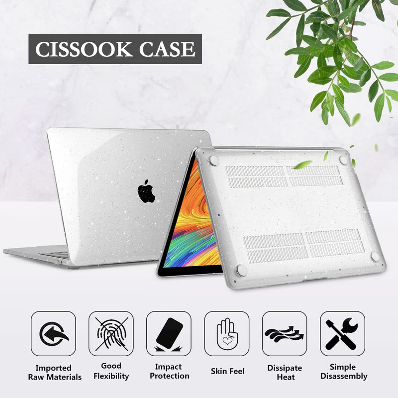  [AUSTRALIA] - CISSOOK Clear Glitter Star Case for MacBook Air 13.6 inch 2022 Release A2681 M2, Glossy Sparkly Hard Shell Case with Keyboard Cover USB C to USB Adapter for MacBook Air M2 2022 with Touch ID Air13.6inch-Clear Glitter Star