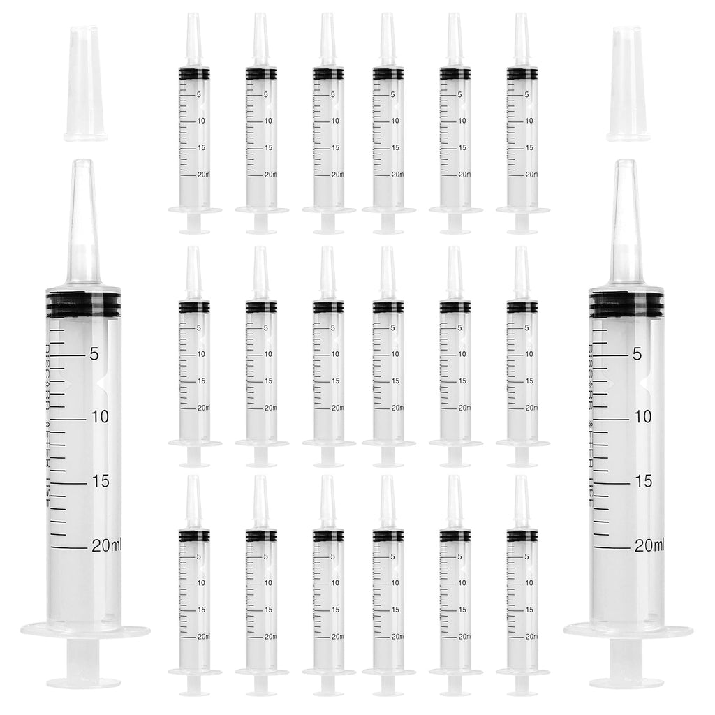  [AUSTRALIA] - 20 Pack 20ml Plastic Syringes with Covers, Large Catheter Tip Syringes Individually Sealed for Scientific Labs, Measuring, Lipgloss, Dispensing, Watering, Refilling, Multiple Uses 20ml-20pack