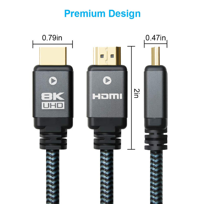 Yauhody 8K HDMI 2.1 Cable 6ft, 48Gbps Ultra High Speed Heavy Duty Nylon Braided HDMI 2.1 Cord, Real 8K@60Hz, 10K, 4K@144Hz, 4K@120Hz, eARC, HDCP 2.2 & 2.3, Dynamic HDR, 3D for Monitor, TV (6 Feet) 8K-6ft - LeoForward Australia