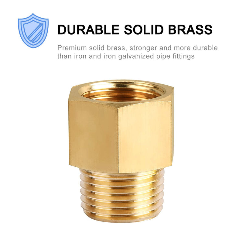  [AUSTRALIA] - SUNGATOR 4-Pack Brass Pipe Fitting, Reducer Adapter, 1/2" NPT Male Pipe x 1/2" NPT Female Pipe 1/2" Male x 1/2" Female