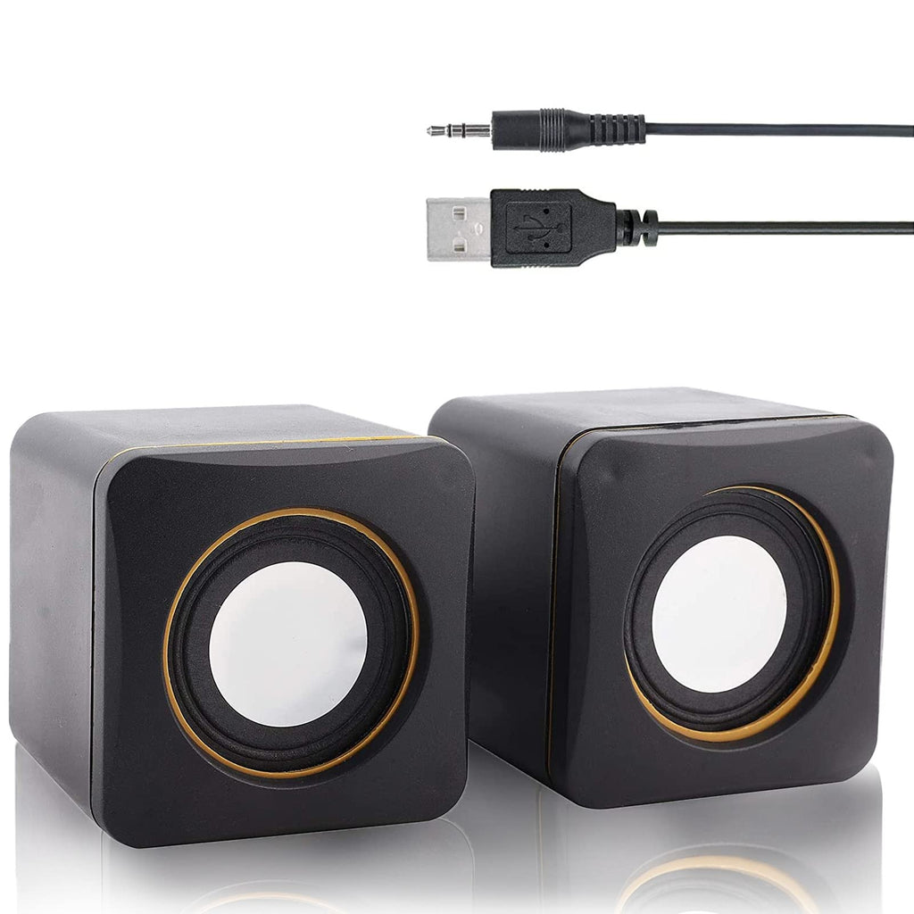  [AUSTRALIA] - Yoidesu Mini Speaker Desktop Mini Cube USB Stereo 3.5mm Jack Wired Speaker for Desktop Laptop PC Computer, Compact and Lightweight Enjoy Music Without Headphones or Large Wires(Two Channel) Two channel