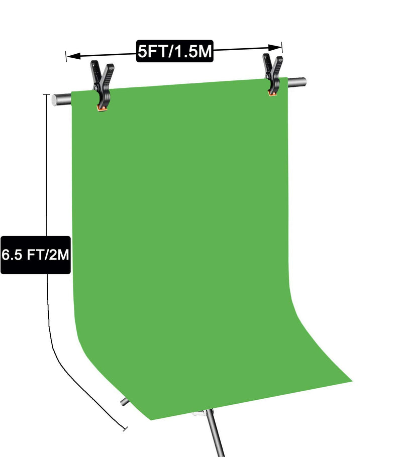  [AUSTRALIA] - 5 x 6.5 FT/1.5x2M Zoom Green Screen,Soft Photography Backdrop Background,for Photo Video Studio,Chroma Key and Televison,2xSpring Clamp,Polyester,No Rod Pocket