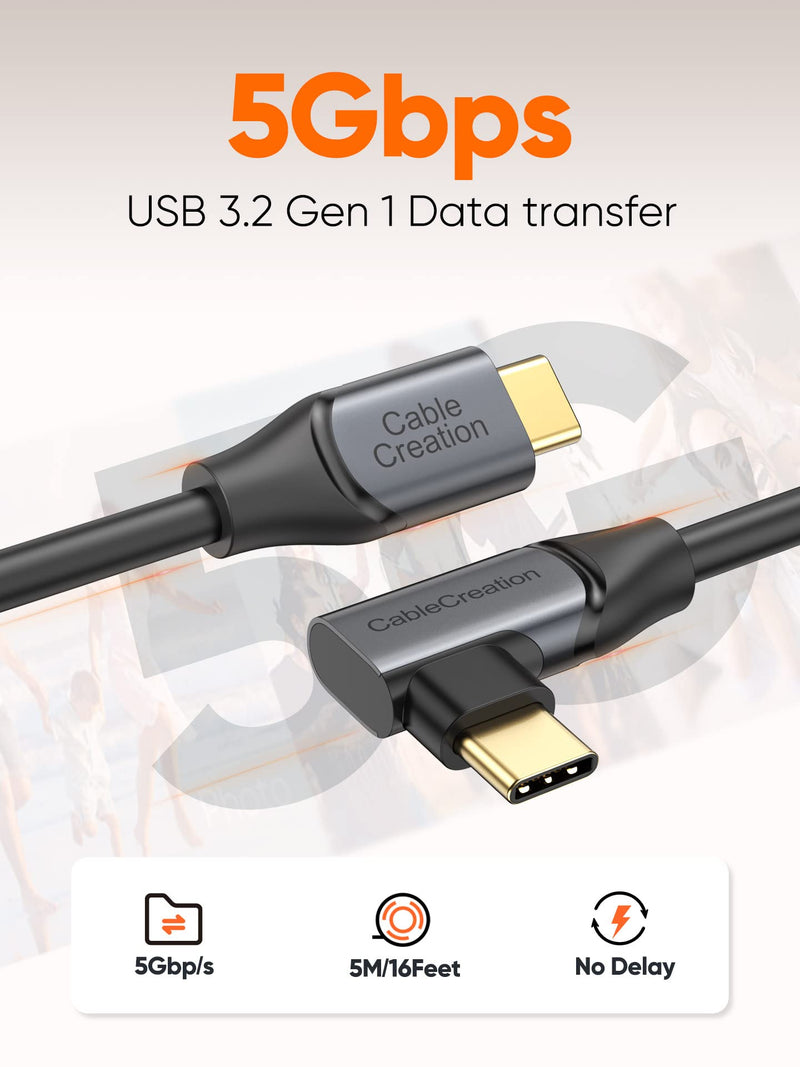  [AUSTRALIA] - CableCreation 16FT Link VR Cable Compatible with Meta Quest Pro/Quest2/Pico4 and More VR Headset, 5Gbps USB C to C High Speed Cable, VR Headsets Accessories Gaming PC Link Cable 5 Meters.
