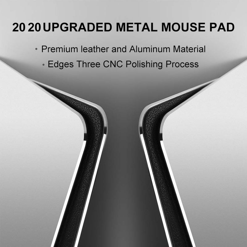 HONKID Metal Aluminum Mouse Pad, Office and Gaming Thin Hard Mouse Mat Double Sided Waterproof Fast and Accurate Control Mousepad for Laptop, Computer and PC,9.05"x7.08", Silver 9.05 X 7.08 inch - LeoForward Australia